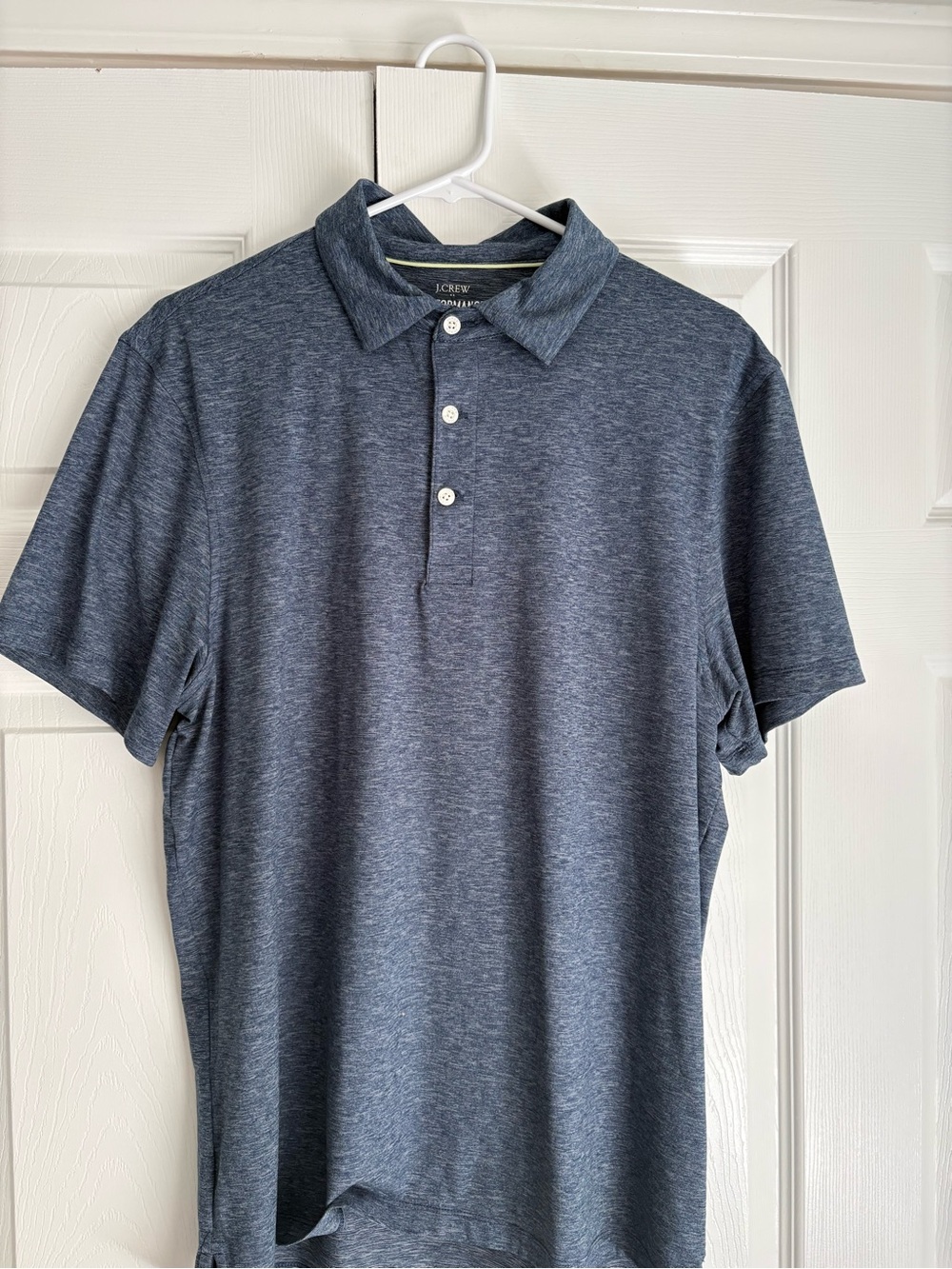 J. Crew Men's Heathered Blue Polo Shirt